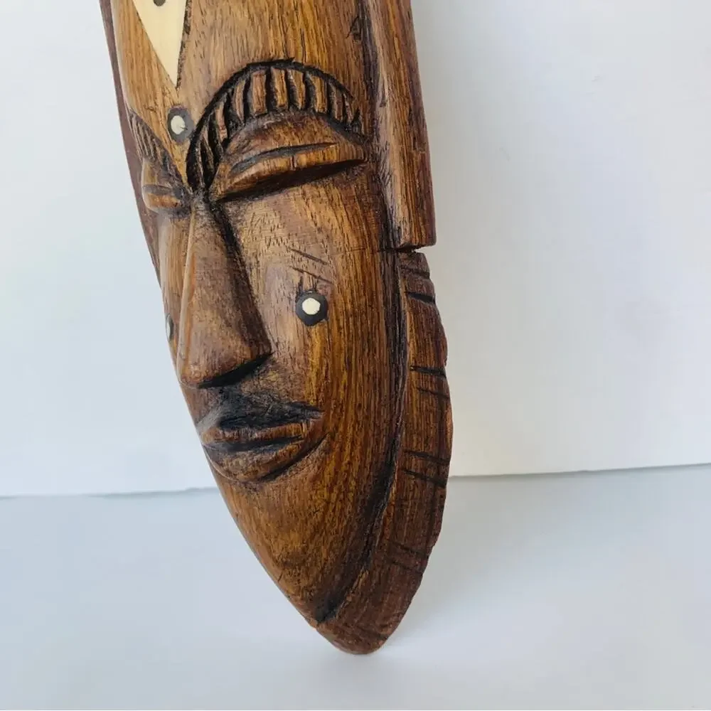 Vintage Wood Tribal Mask Wall Art
